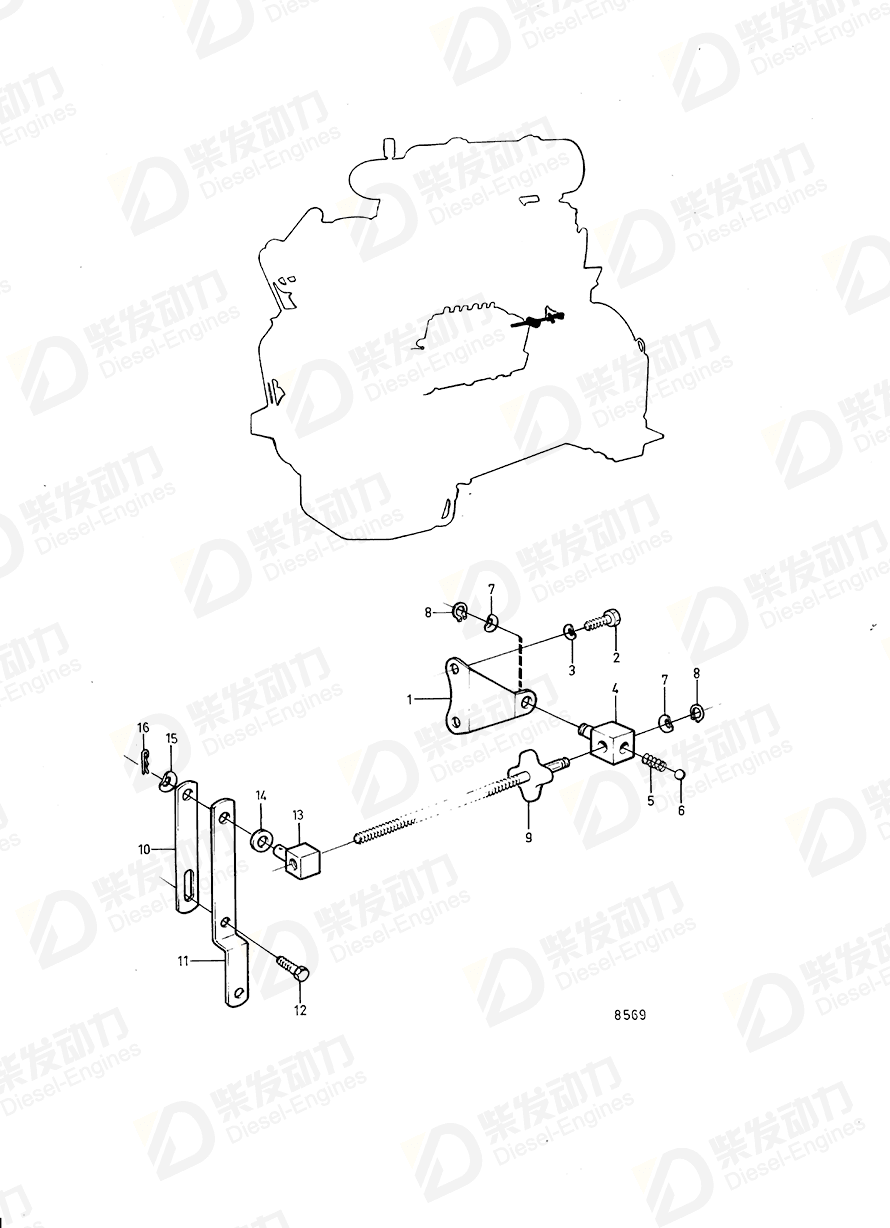 VOLVO Attaching plate 848632 Drawing